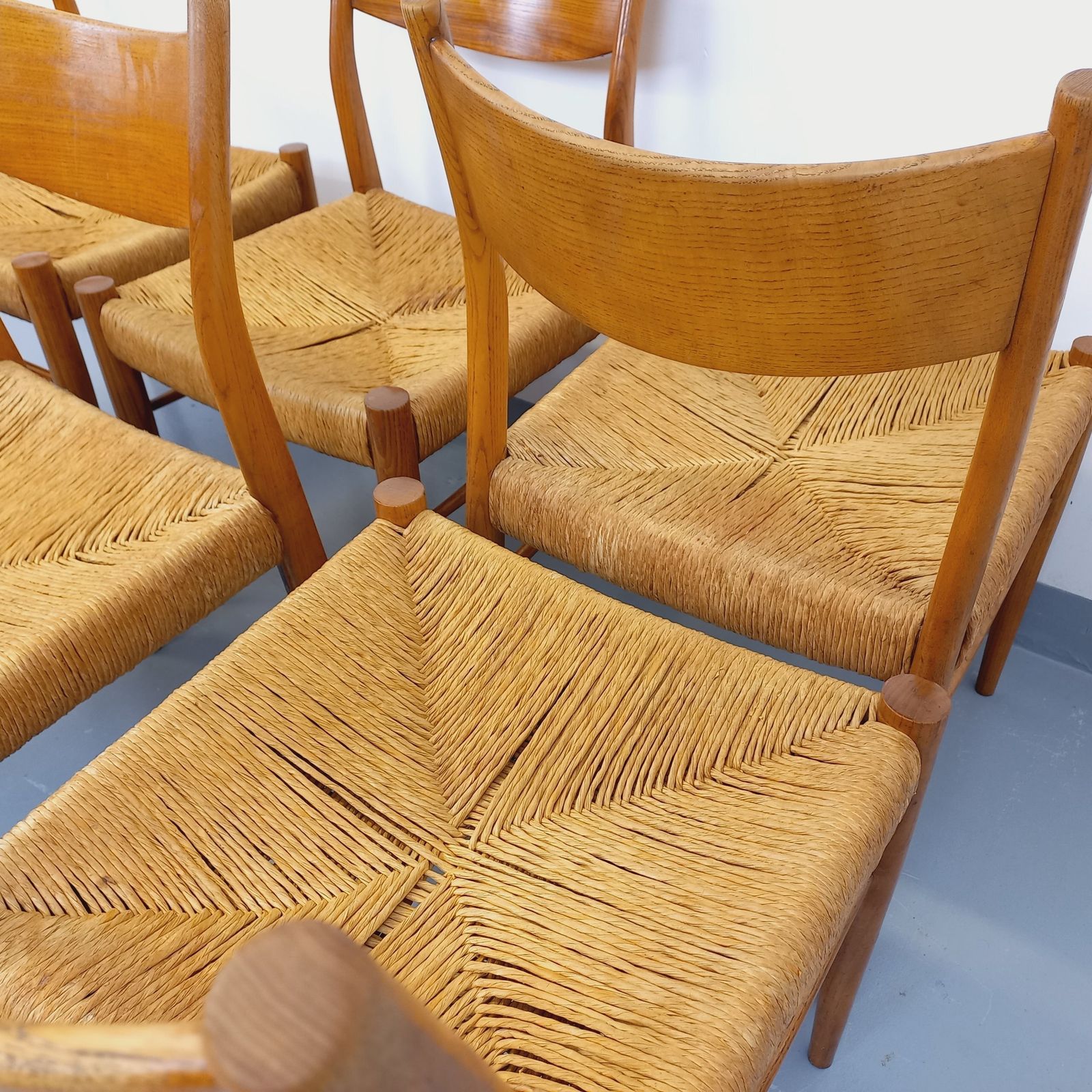 2087.0 6 Italian Piero Palange & Werther Toffoloni Chairs In Teak And Rope photo