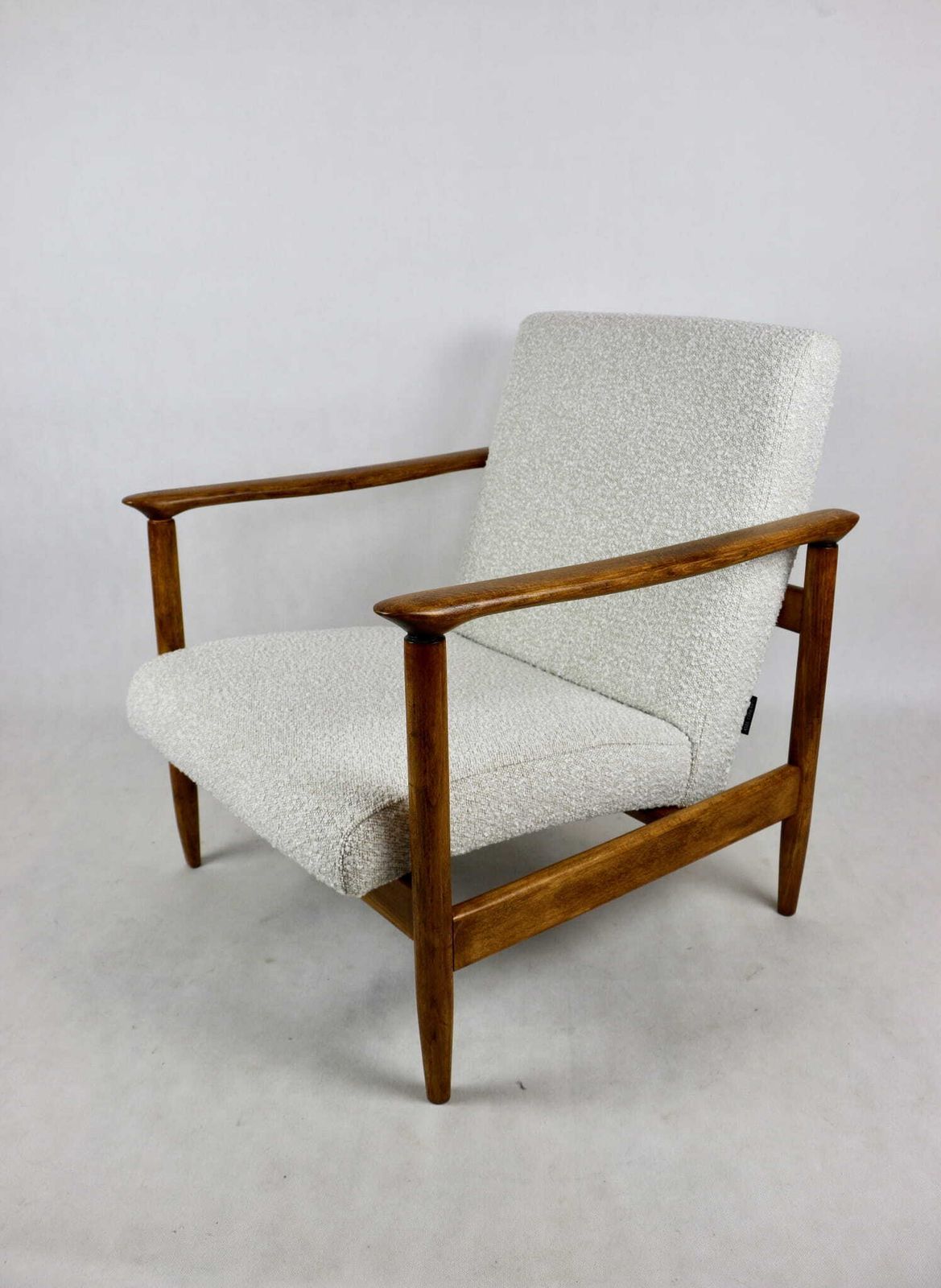 Gfm 142 Armchair, Designed By Edmund Homa From The 70s, White Ivory Boucle   2 Pieces Available photo for sale