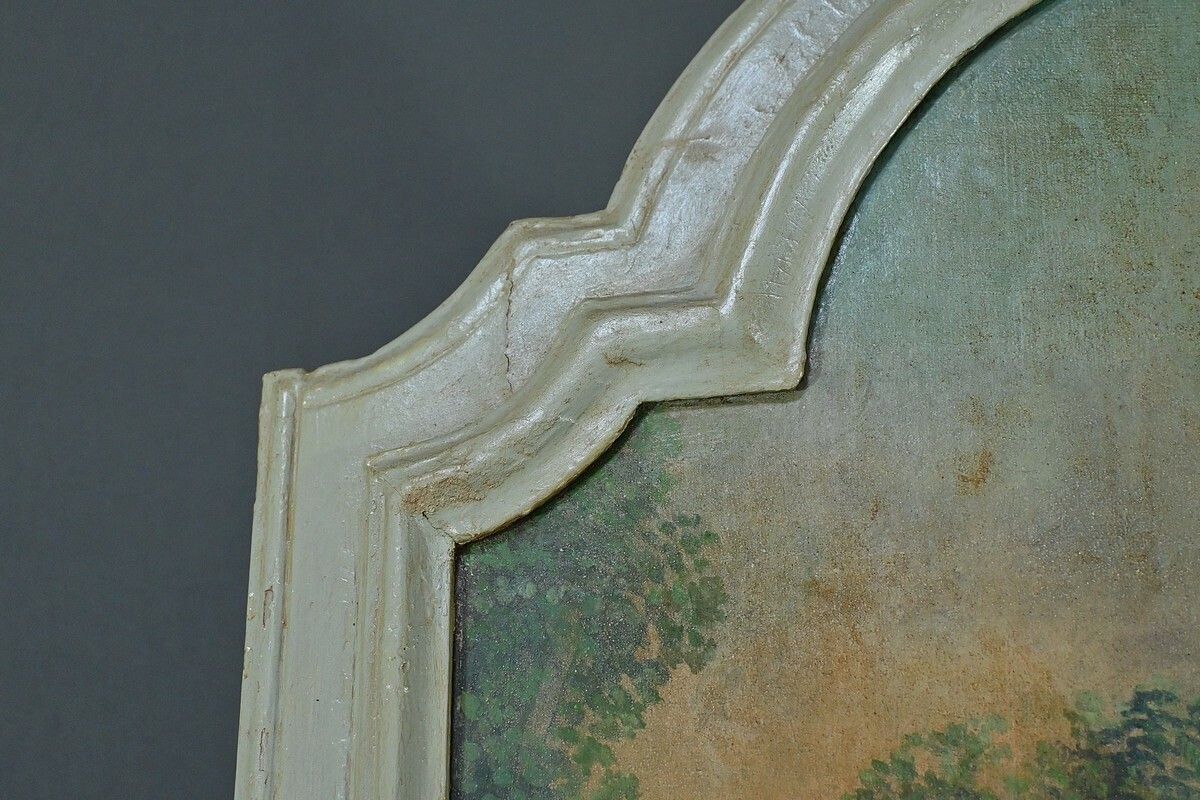 Painted Wooden Trumeau Mirror, Louis XV Style – First Part Of The 20th Century photo 1210.0