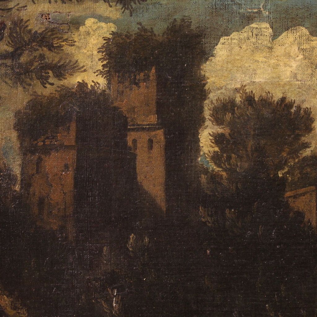 Antique Italian Landscape Painting From The 18th Century photo vinterior