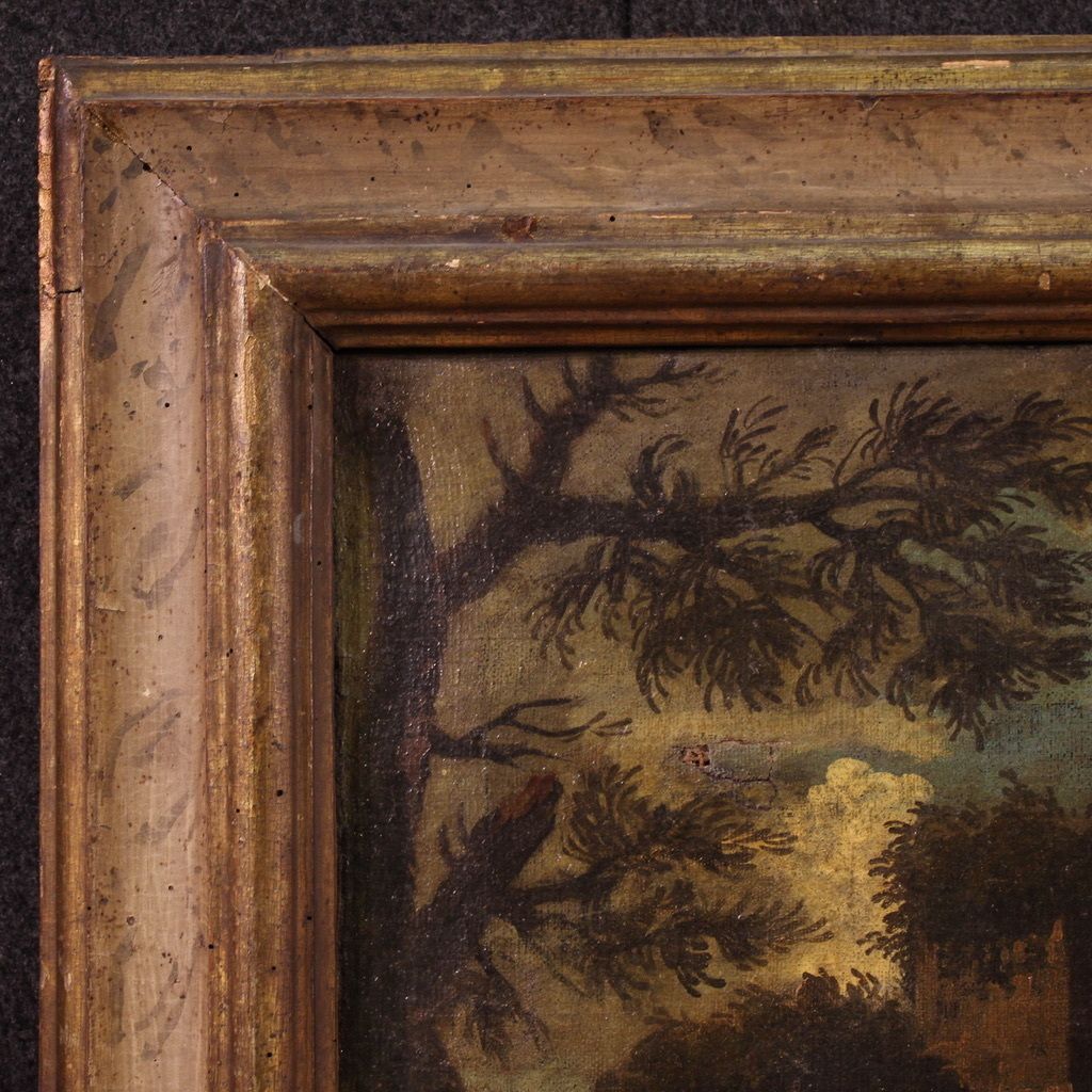 Art Antique Italian Landscape Painting From The 18th Century photo