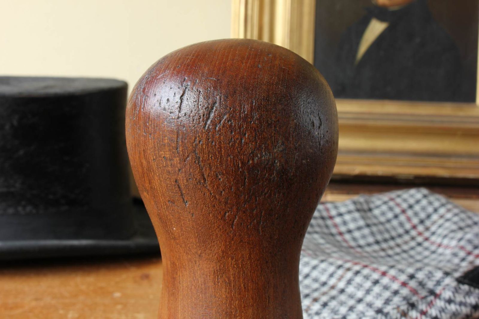 Size 25 Hat Block. Small Size French Wood Milliner's Head Display Stand. photo buy