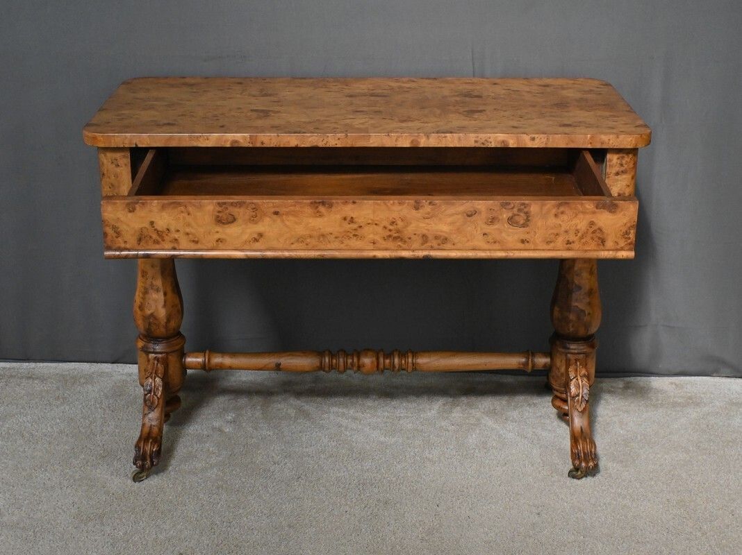 Victorian Amboyna Burl Desk, England – Late 19th Century photo Furniture