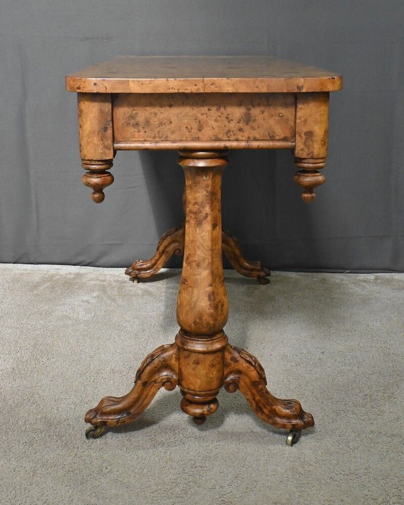photo buy Victorian Amboyna Burl Desk, England – Late 19th Century