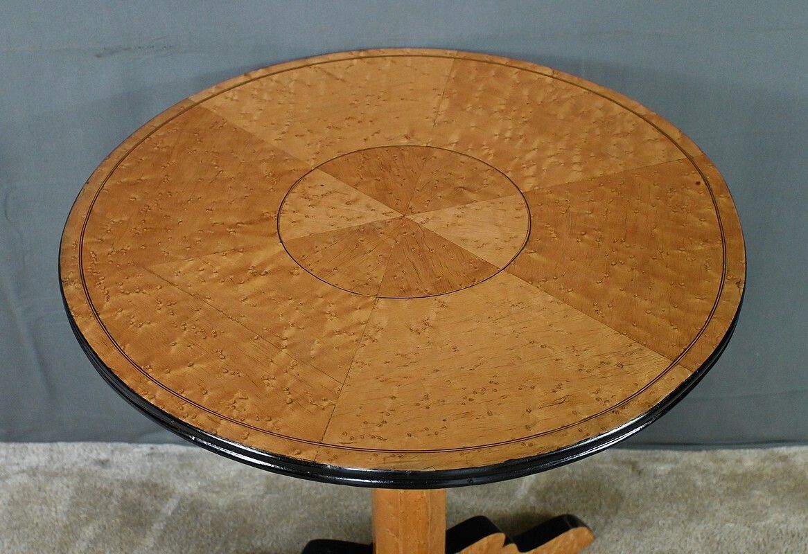 Speckled Maple Pedestal Table, Napoleon III Period – Part 2 Of The 19th Century photo for sale