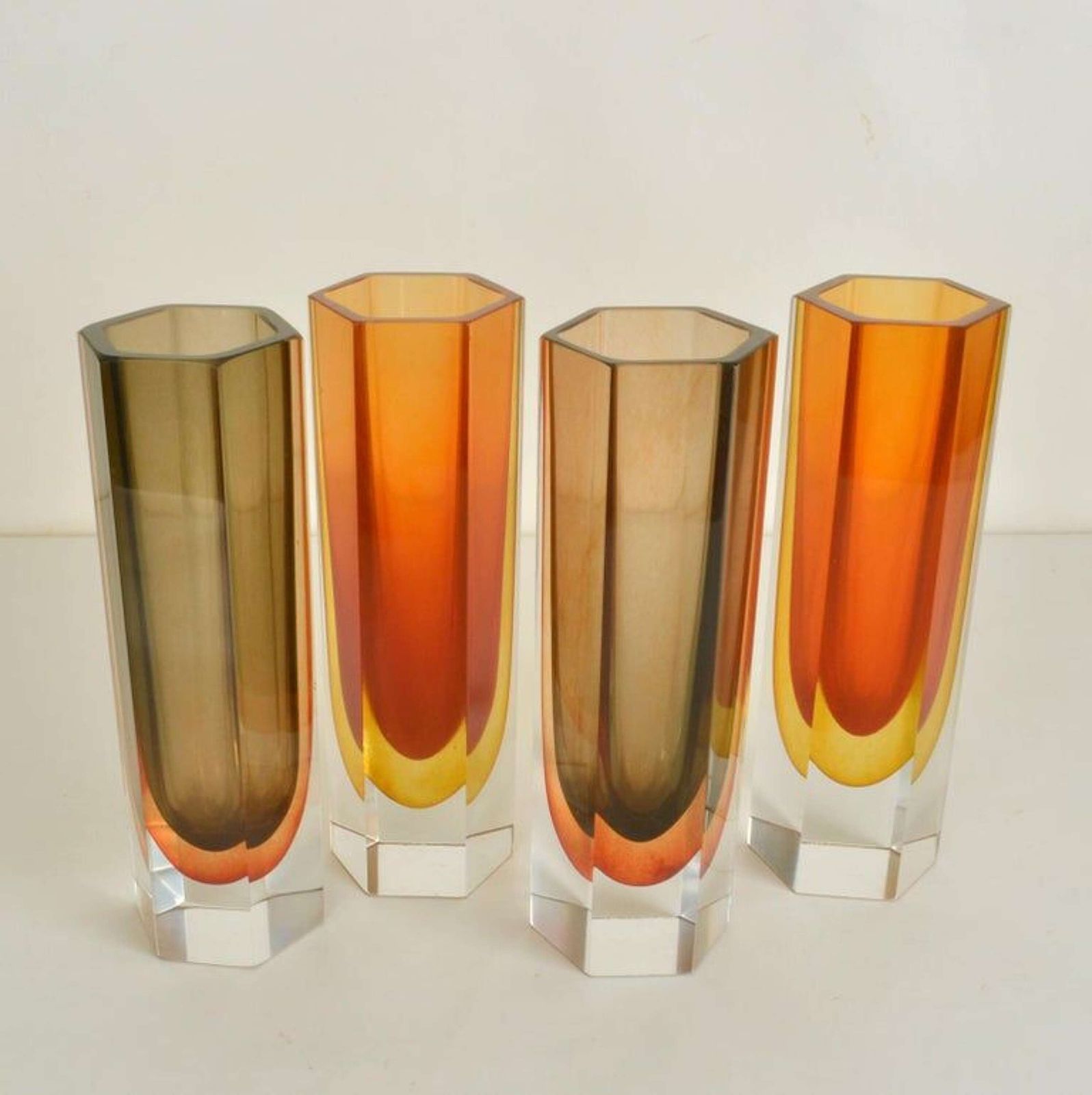 Set Of Four Faceted Murano Glass Vases photo furniture