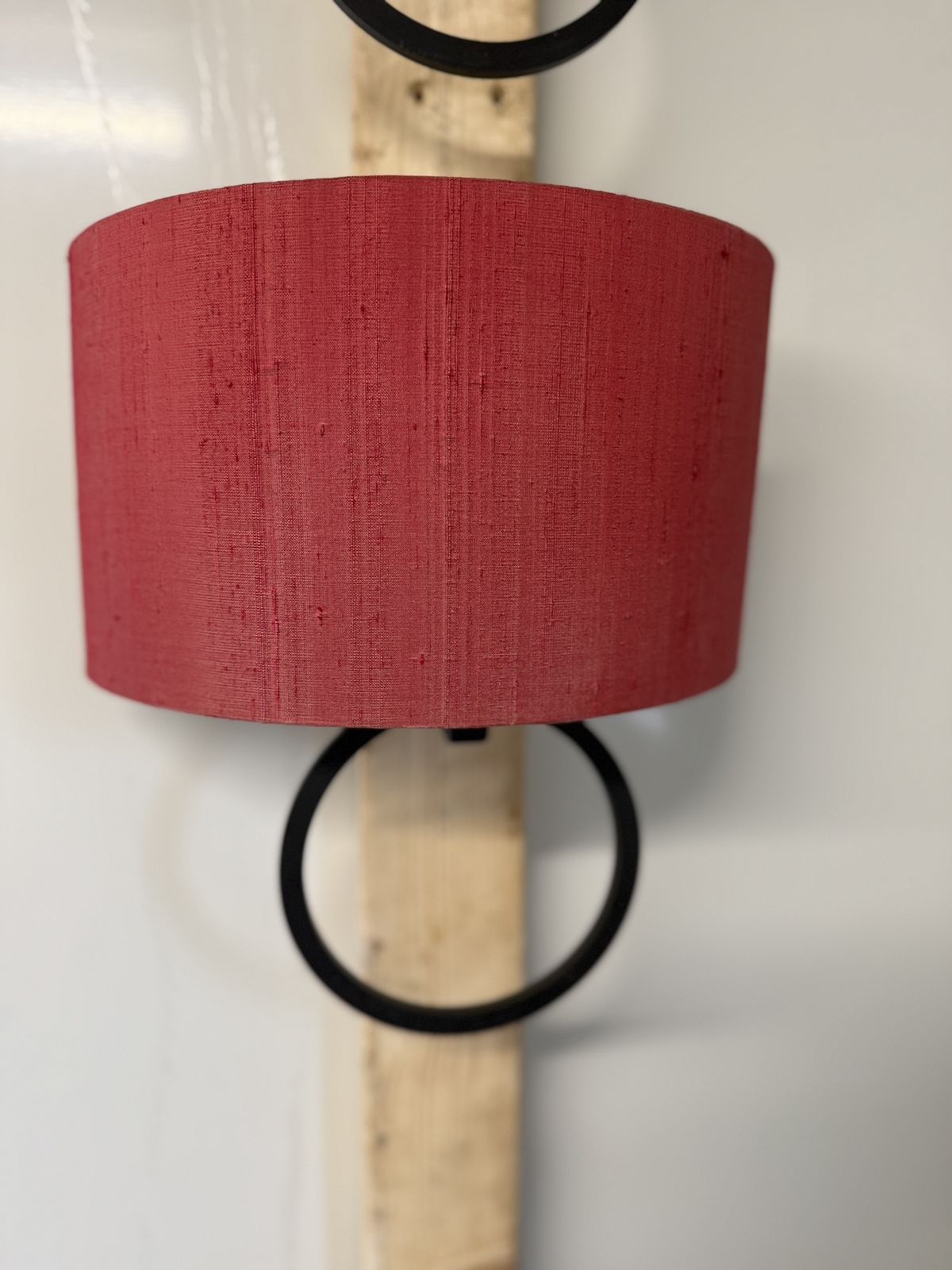 Jim Lawrence Harrington Wall Light. In Matt Black And Red Shade