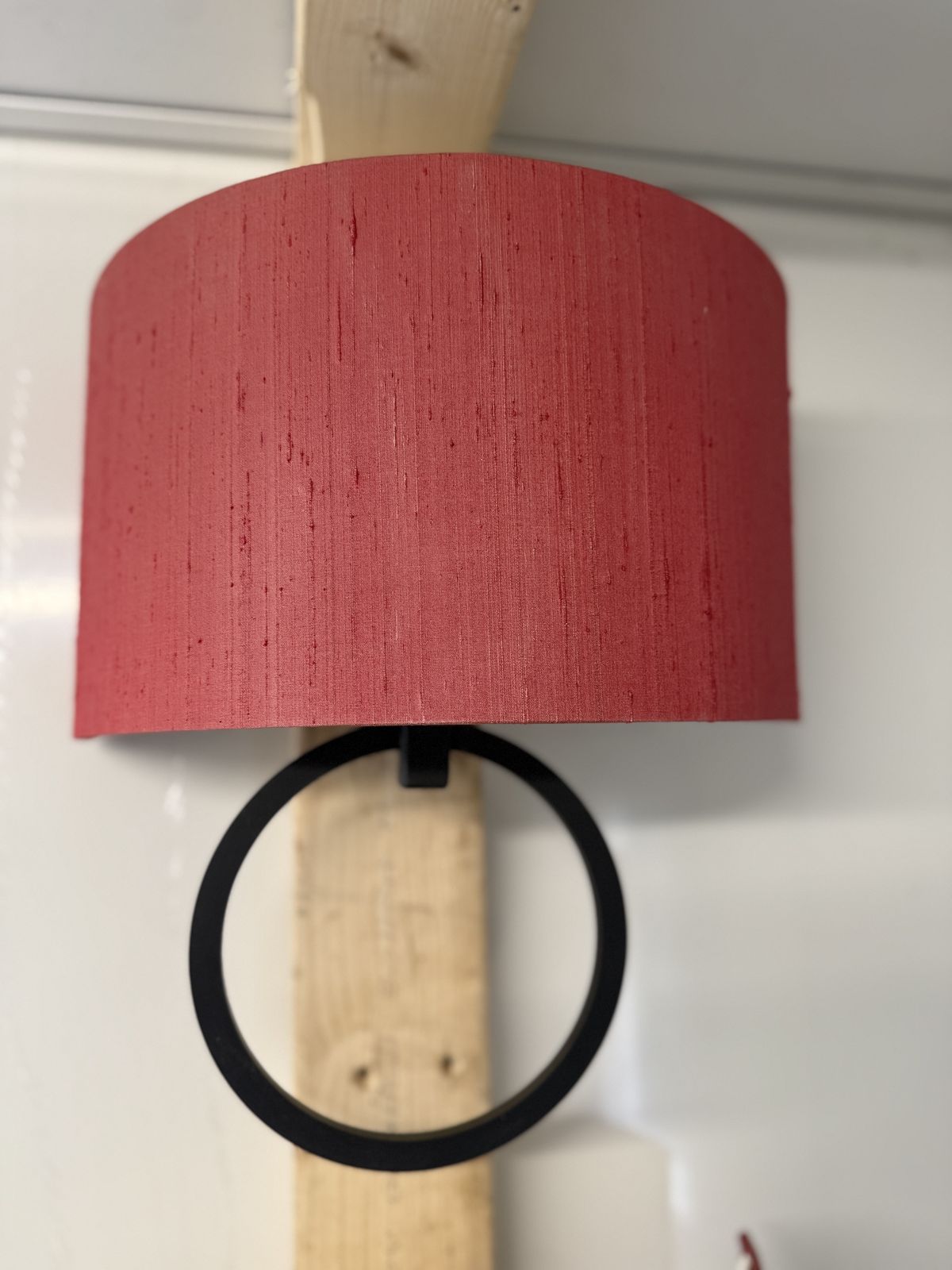 Jim Lawrence Harrington Wall Light. In Matt Black And Red Shade photo furniture