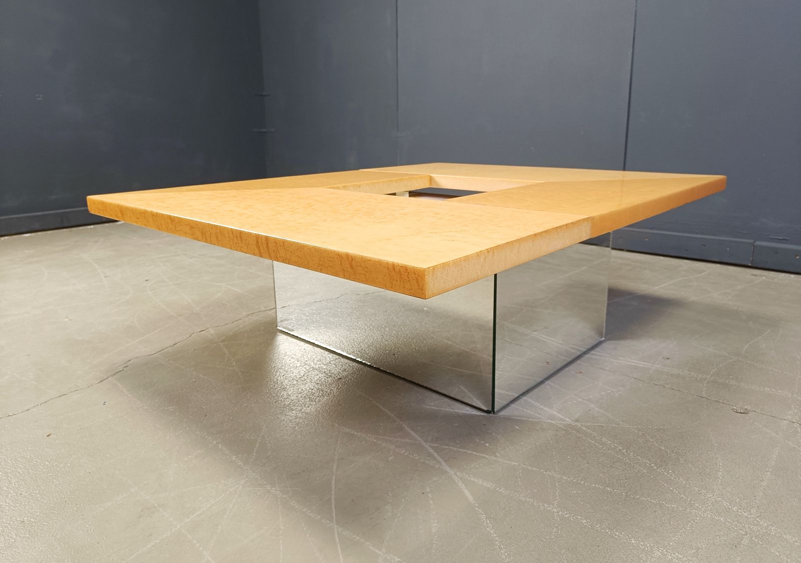 Vintage Hidden Bar Coffee Table In Ash Wood By Paul Michel, 1970s photo vintage