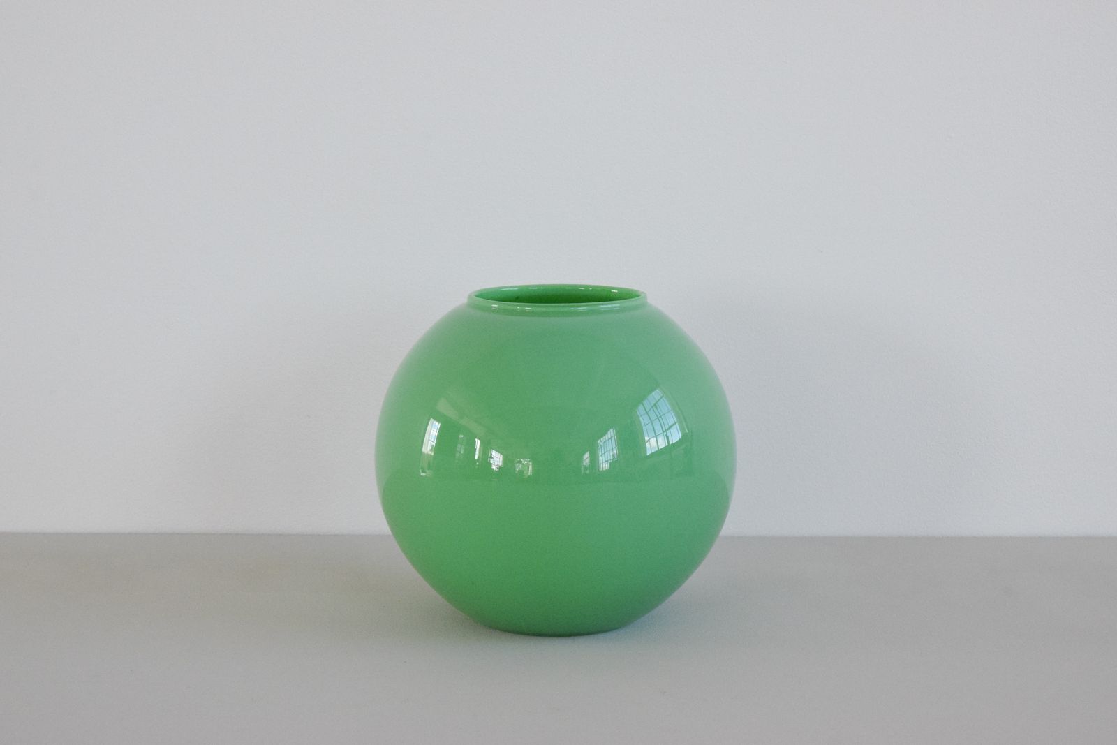 Vintage Green Opaline Glass Globular Vase photo furniture