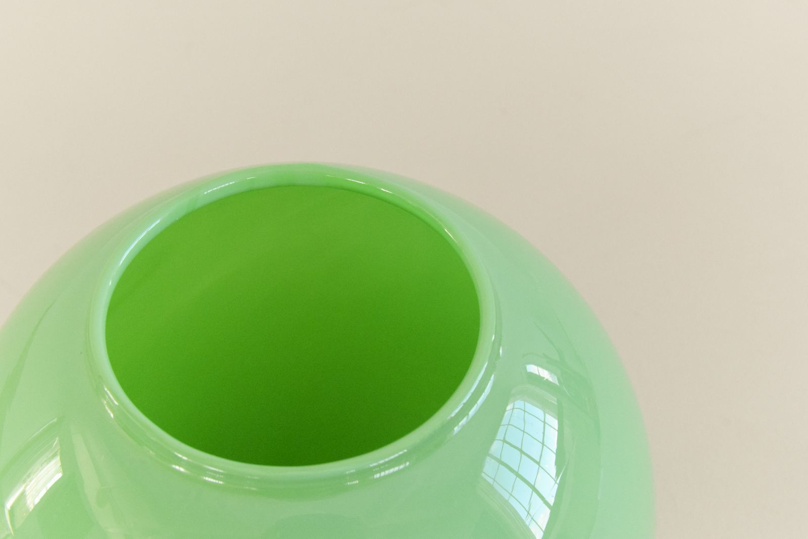 Vintage Green Opaline Glass Globular Vase photo for sale