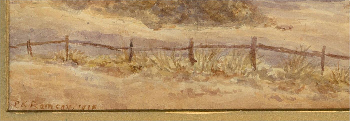 P.K. Ramsay   1918 Watercolour, Village Scene photo Art