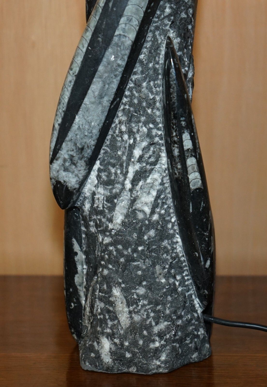 1350.0 Rare & Large 395 Million Year Old Fossilized Orthoceras Marble Finish Table Lamp photo