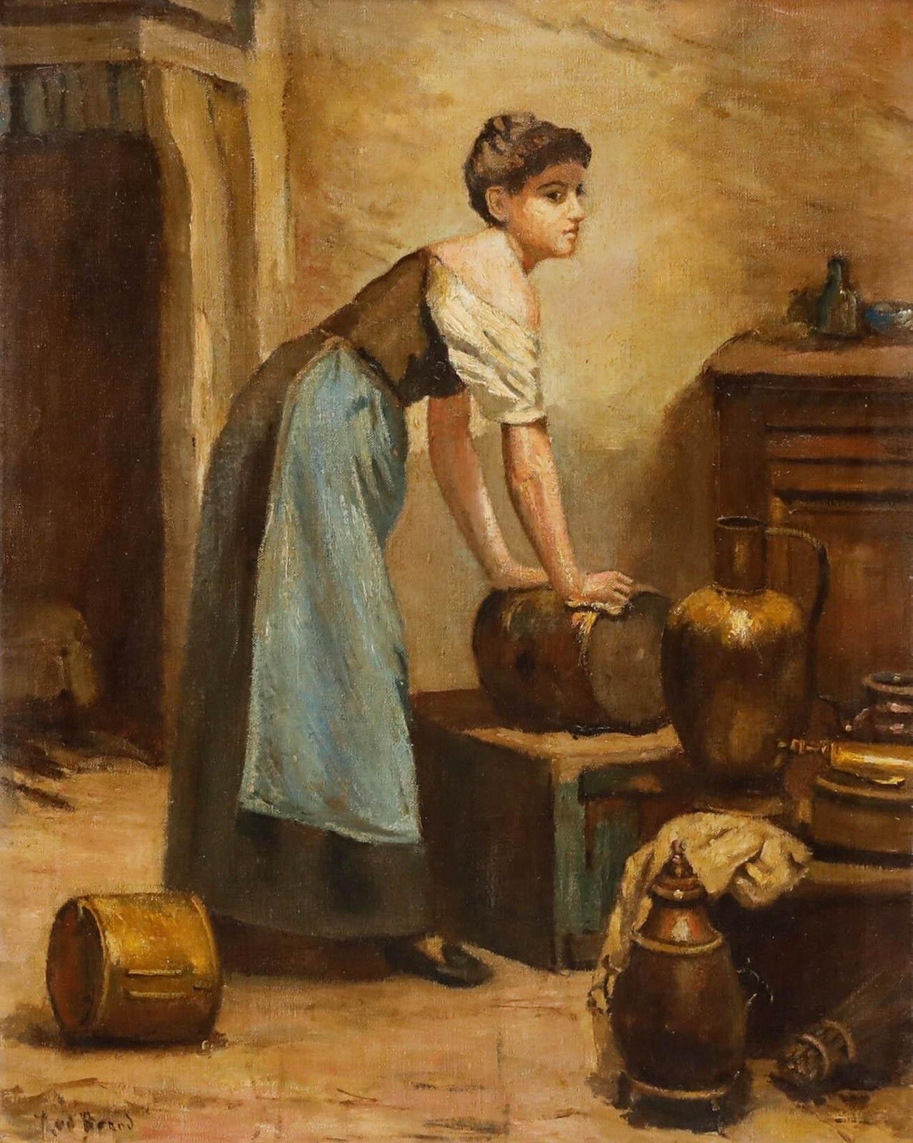 After Franz Meerts (1836 1896)   20th Century Oil, Copper Pots photo furniture