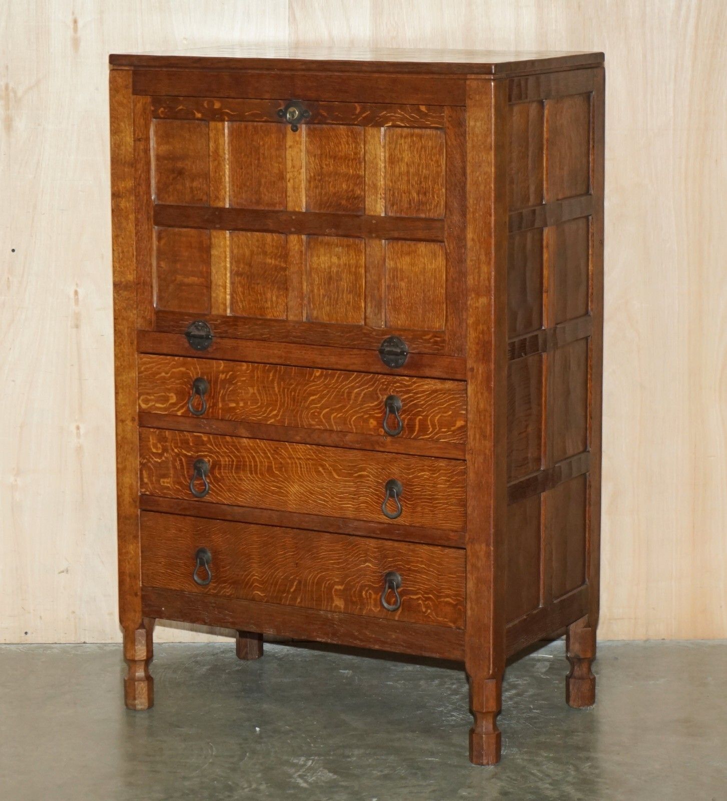 Collectable 1940's Robert Mouseman Thompson Bureau Desk Drawers Original Receipt photo Furniture
