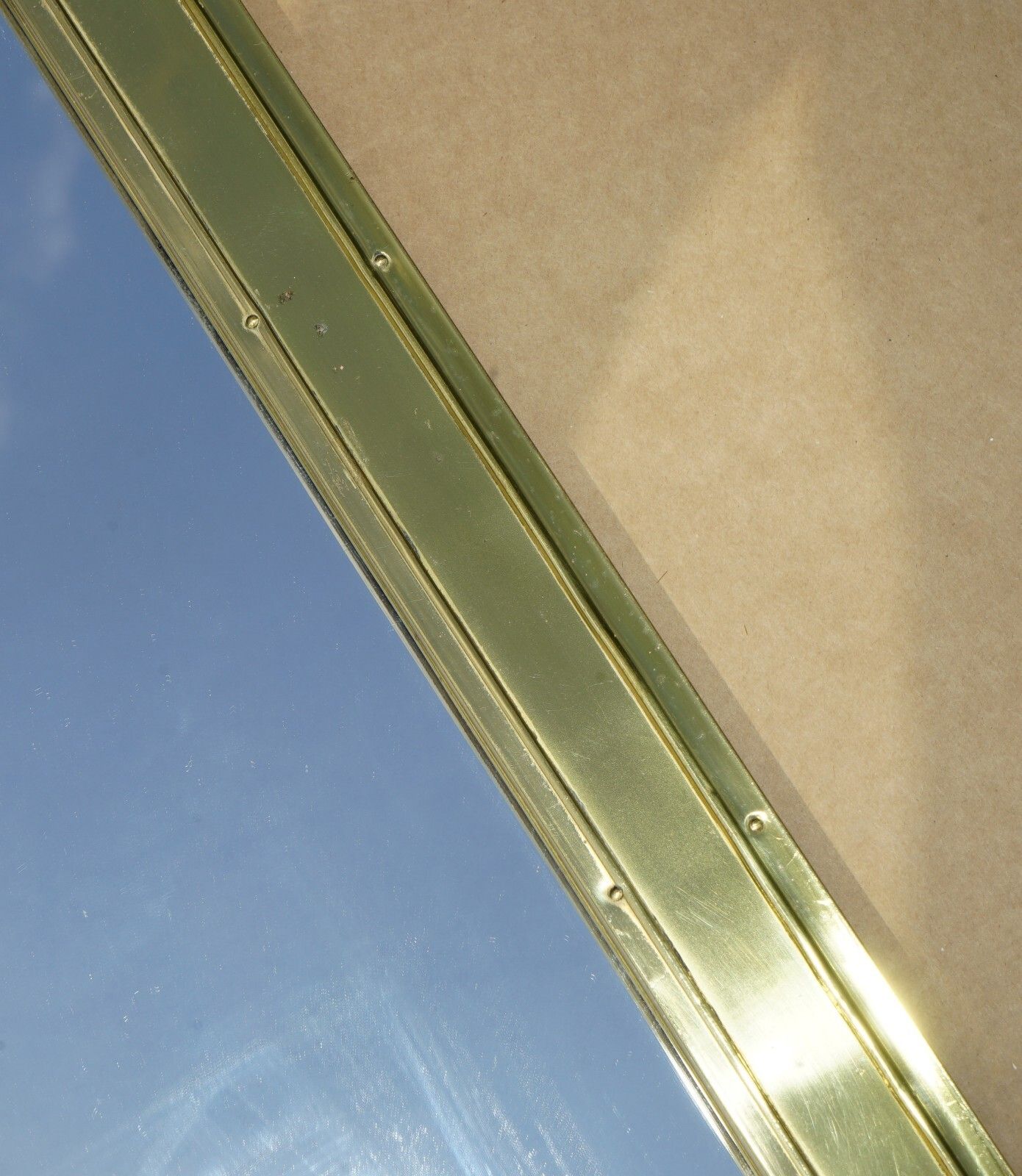 Antique English Circa 1920's Ships Sea Liner Solid Brass Wall Mirror By Lombard photo vinterior