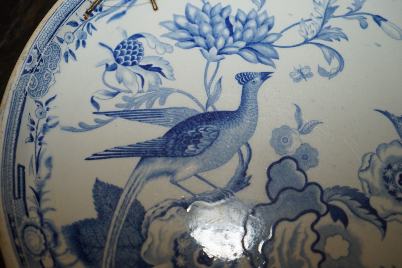 Antique Repaired Mid 19th Century Stone China Chinese Porcelain Charger Plate photo vinterior
