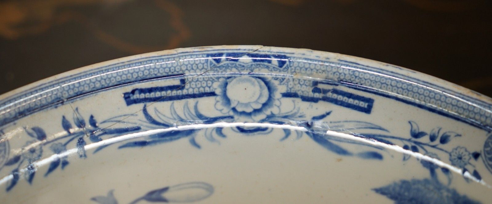 photo furniture Antique Repaired Mid 19th Century Stone China Chinese Porcelain Charger Plate