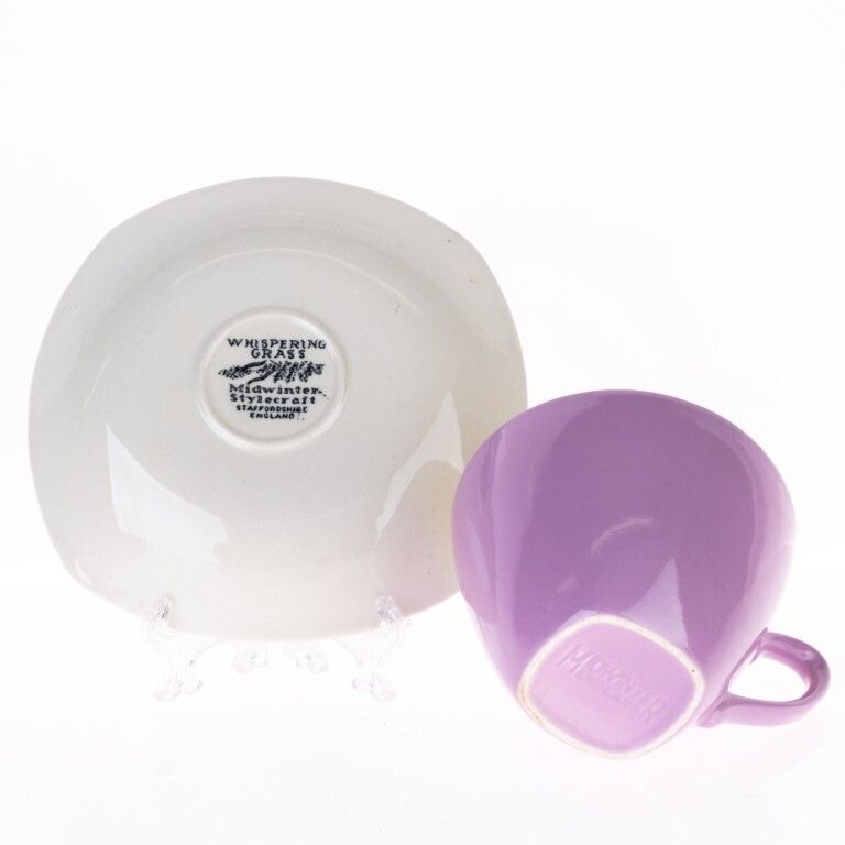 Staffordshire Whispering Grass Pattern Purple Porcelain Teacup With Saucer photo furniture