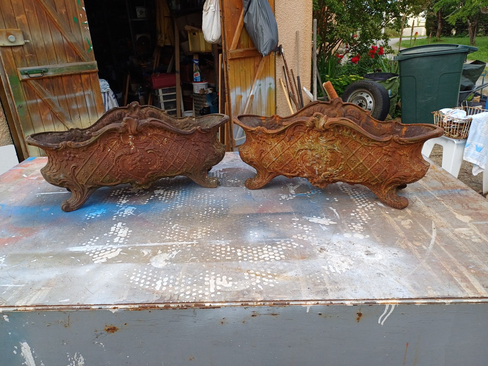 Pair Of 1900 Cast Iron Planters In Rocaille Style: Charleville   Mézières photo furniture