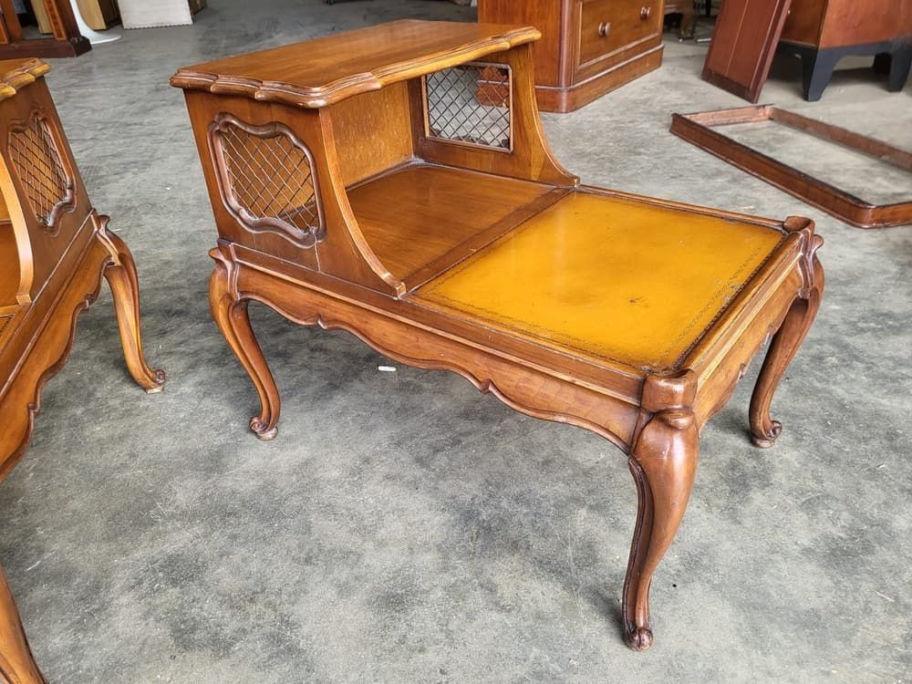 Pair Antique Repro French Side End Sofa Tables Cabriole Legs photo 340.0
