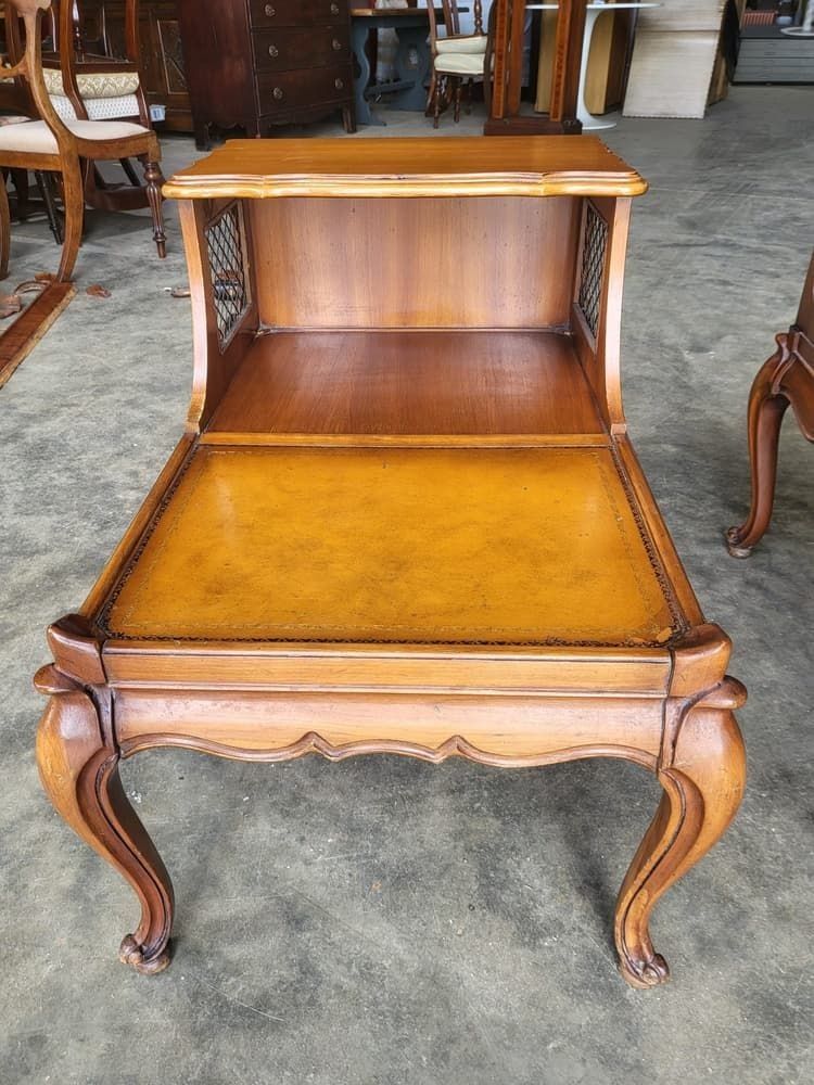 photo furniture Pair Antique Repro French Side End Sofa Tables Cabriole Legs