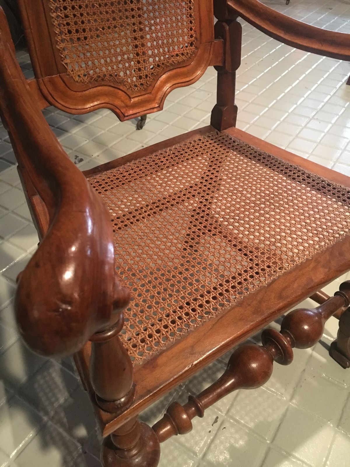 Spanish Carved Walnut Armchair. Late Seventeenth Century Carlos II Period. photo 1100.0
