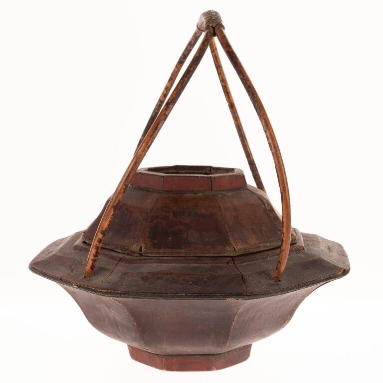 Antique Chinese Hand Carved Wooden Rice Basket photo furniture