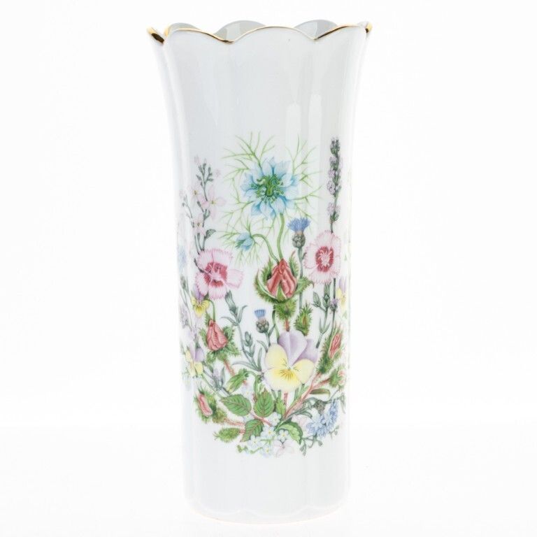 Aynsley Porcelain Ceramic Wild Tudor Pattern Floral Vase