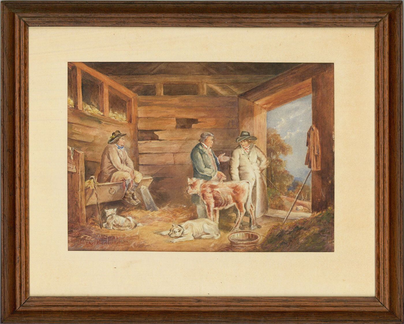 W. Smart After George Morland   Early 20th Century Watercolour, Stable Interior
