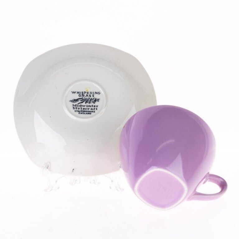 Staffordshire Whispering Grass Pattern Purple Porcelain Teacup With Saucer photo furniture