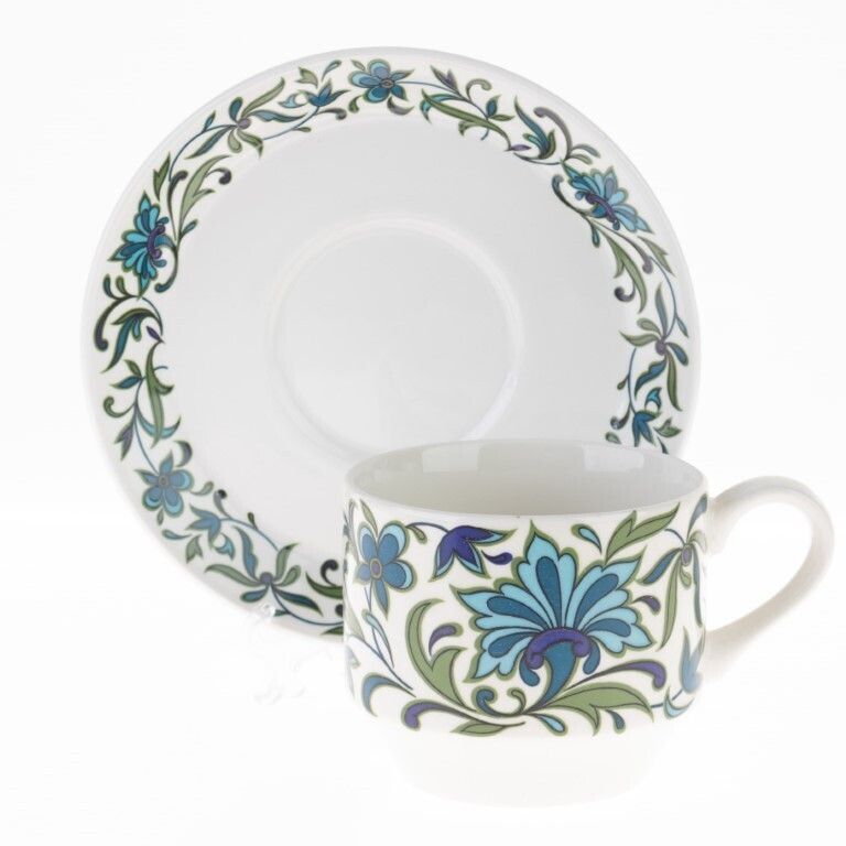 Staffordshire Porcelain Floral Pattern Ceramic Porcelain Teacup With Saucer