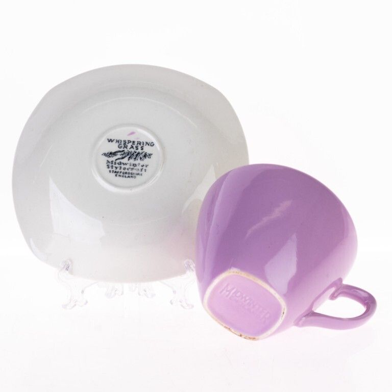 Staffordshire Whispering Grass Pattern Purple Porcelain Teacup With Saucer photo furniture