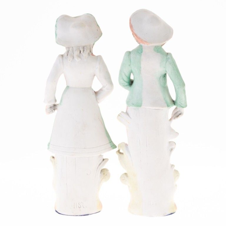 Pair Of Victorian Bisque Porcelain Tennis Players Figures 19th Century photo furniture
