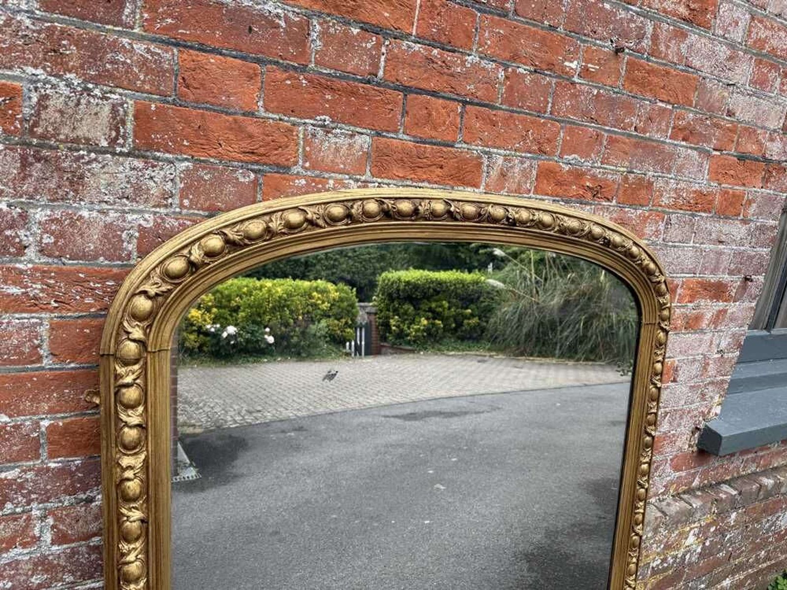 An Exceptional Large Antique English 19th C Arched Top Gilt Overmantle Mirror photo buy