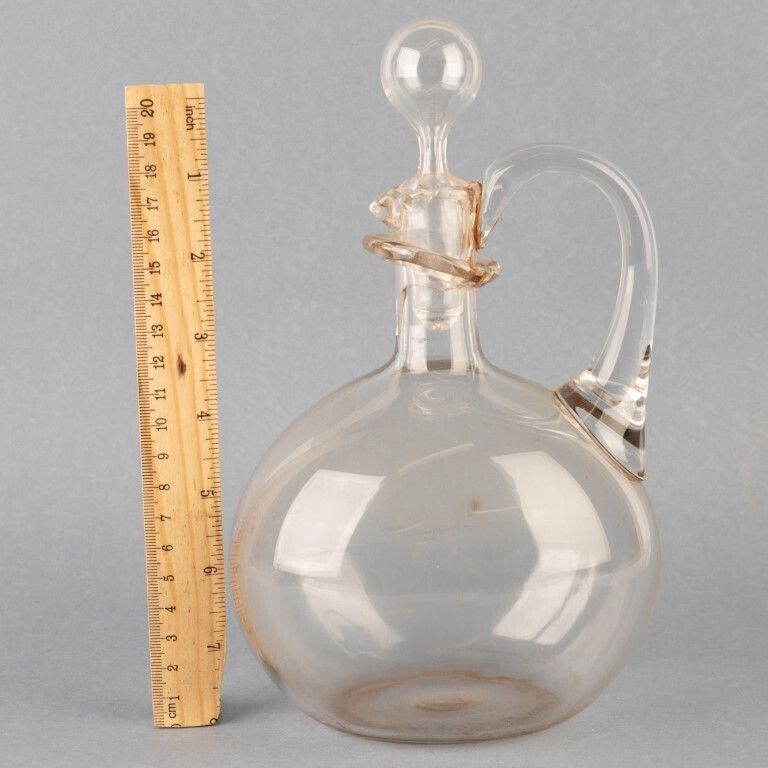 Antique Victorian Crystal Glass Wine Decanter Flask 19th Century photo for sale