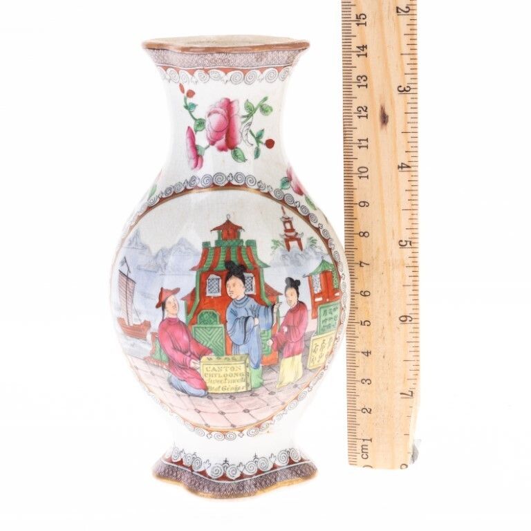 Antique Prattware Porcelain Ceramic Chinese Canton Vase 19th Century
