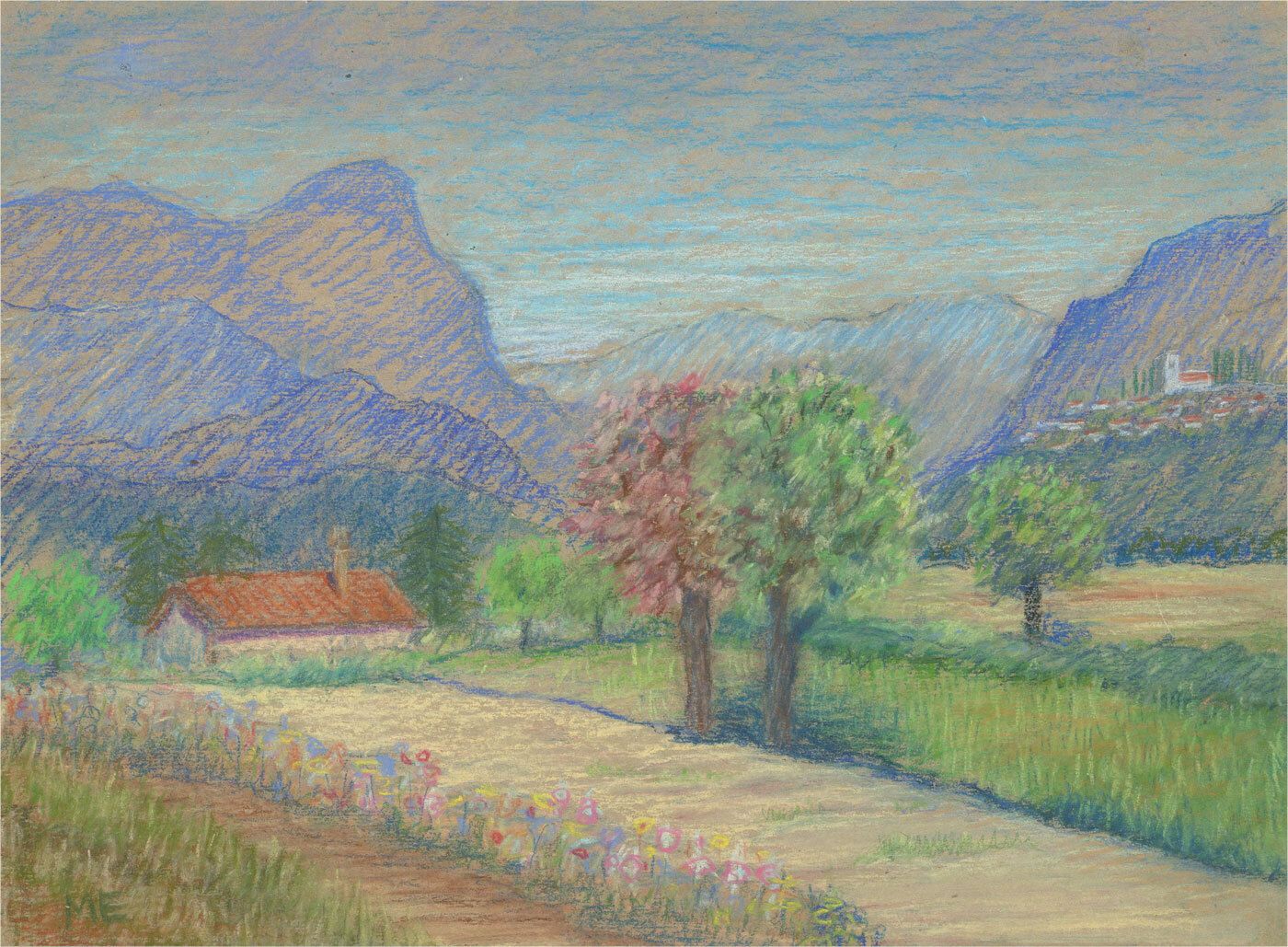 Marika Eversfield (1914 2014)   20th Century Pastel, Apuan Alps photo furniture