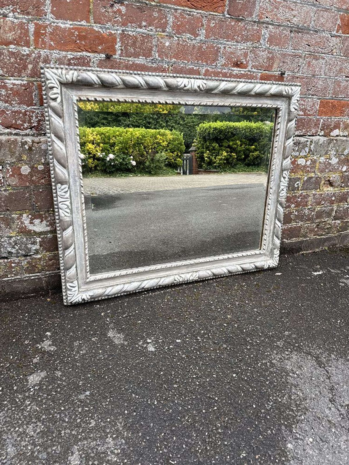 A Delightful Early 20th C English Carved Wood & Gesso Painted Mirror. photo vinterior