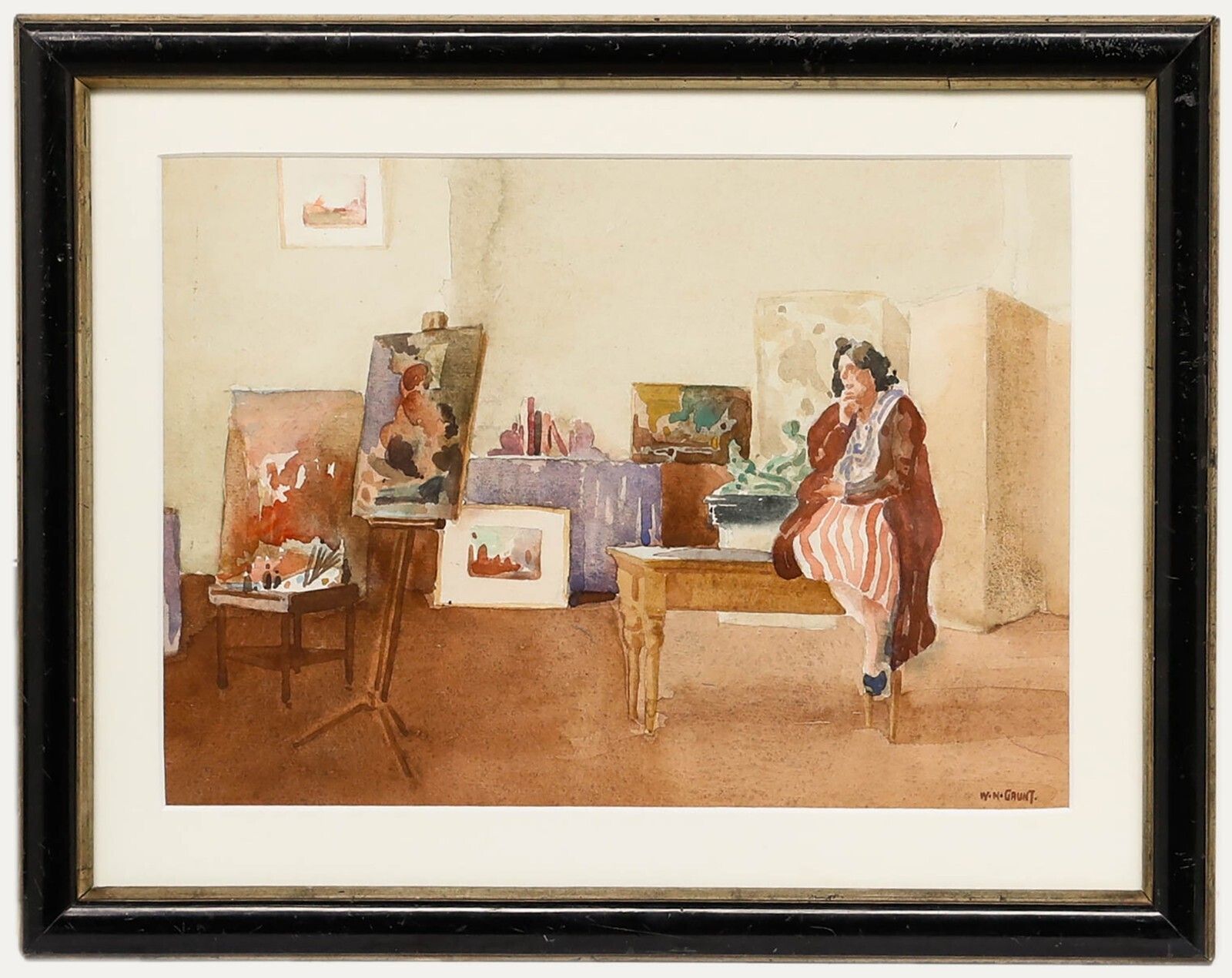 William Norman Gaunt (1918 2001)   Framed Watercolour, The Artist's Studio