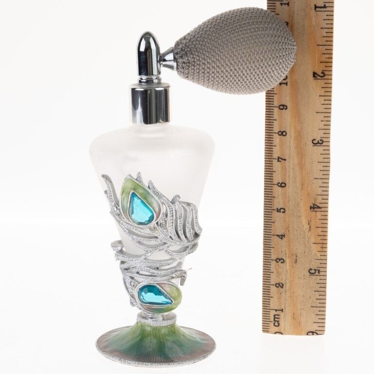 Art Nouveau Style Glass & Enamel Perfume Scent Bottle Atomiser photo for sale
