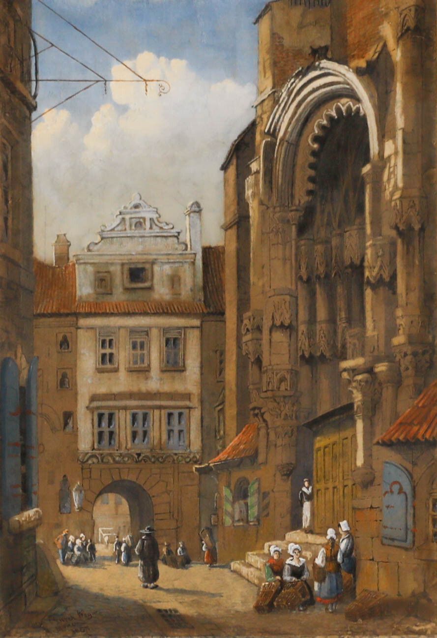 After Samuel Prout   Framed Late 19th Century Watercolour, Thein Church, Prague photo furniture