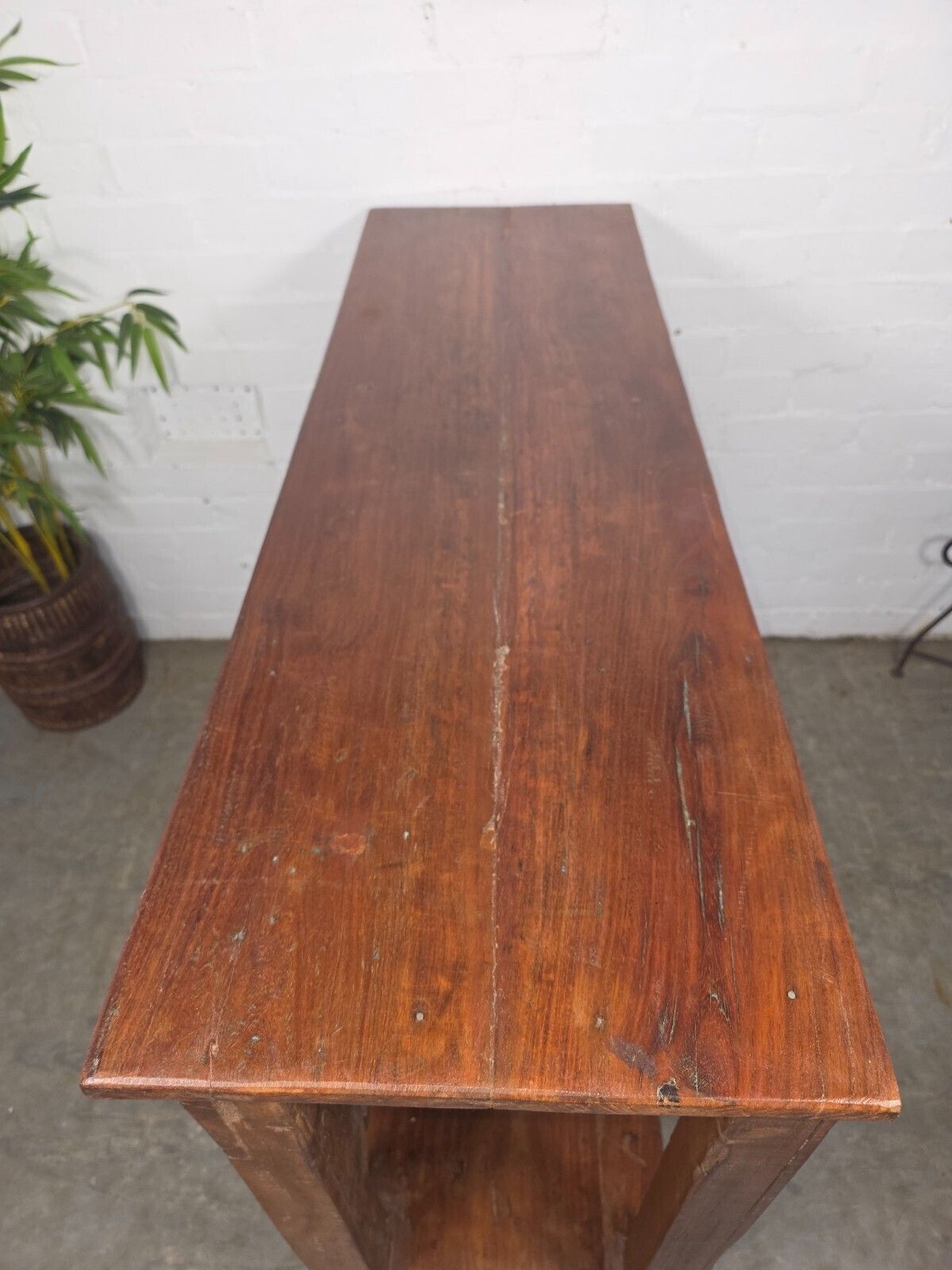 Furniture Reclaimed Vintage Hand Carved Indian Solid Wooden Hallway Console Table photo