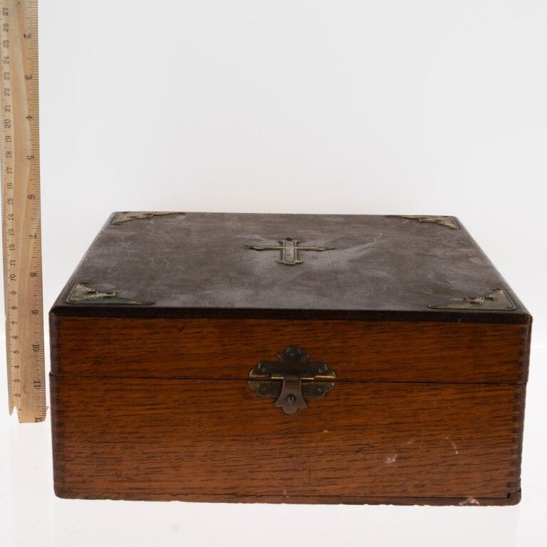 Antique Victorian Catholic Sick Call Exorcism Kit Box photo 175.0
