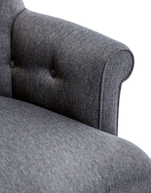 Pewter Herringbone Button Back Grey Occasional Armchair   Hand Made In The Uk photo for sale