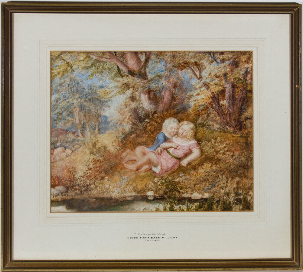 Guido Reni Bach (1826 1905)   Mid 20th Century Watercolour, Babes In The Wood