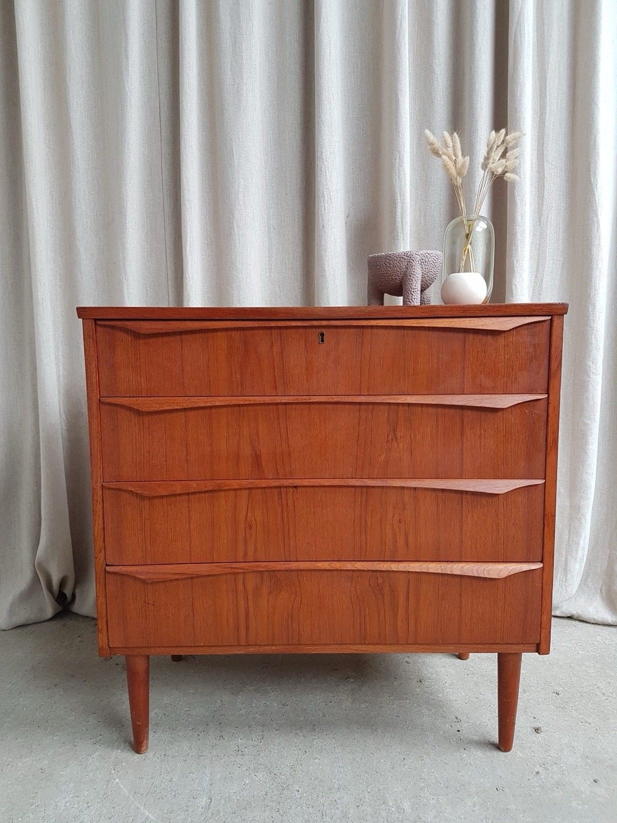 Vtg Mid Century Danish Teak Chest Of Drawers Tallboy Retro Scandi R867 photo furniture
