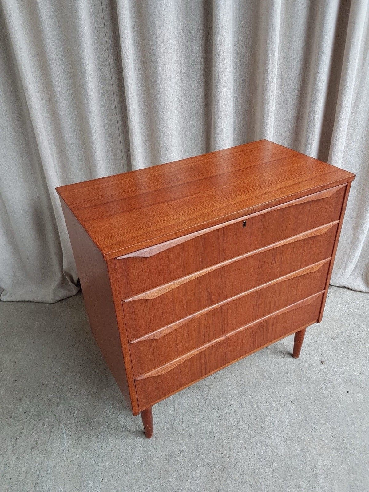 Vtg Mid Century Danish Teak Chest Of Drawers Tallboy Retro Scandi R867 photo buy
