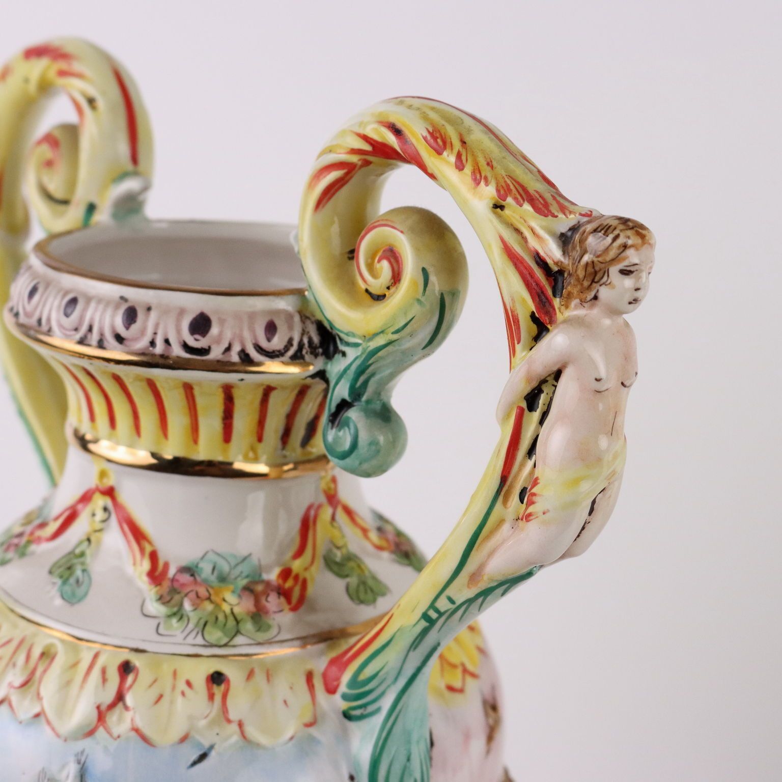 Pair Of Antique Vases Ceramic Of Capodimonte Italy XX Century photo for sale