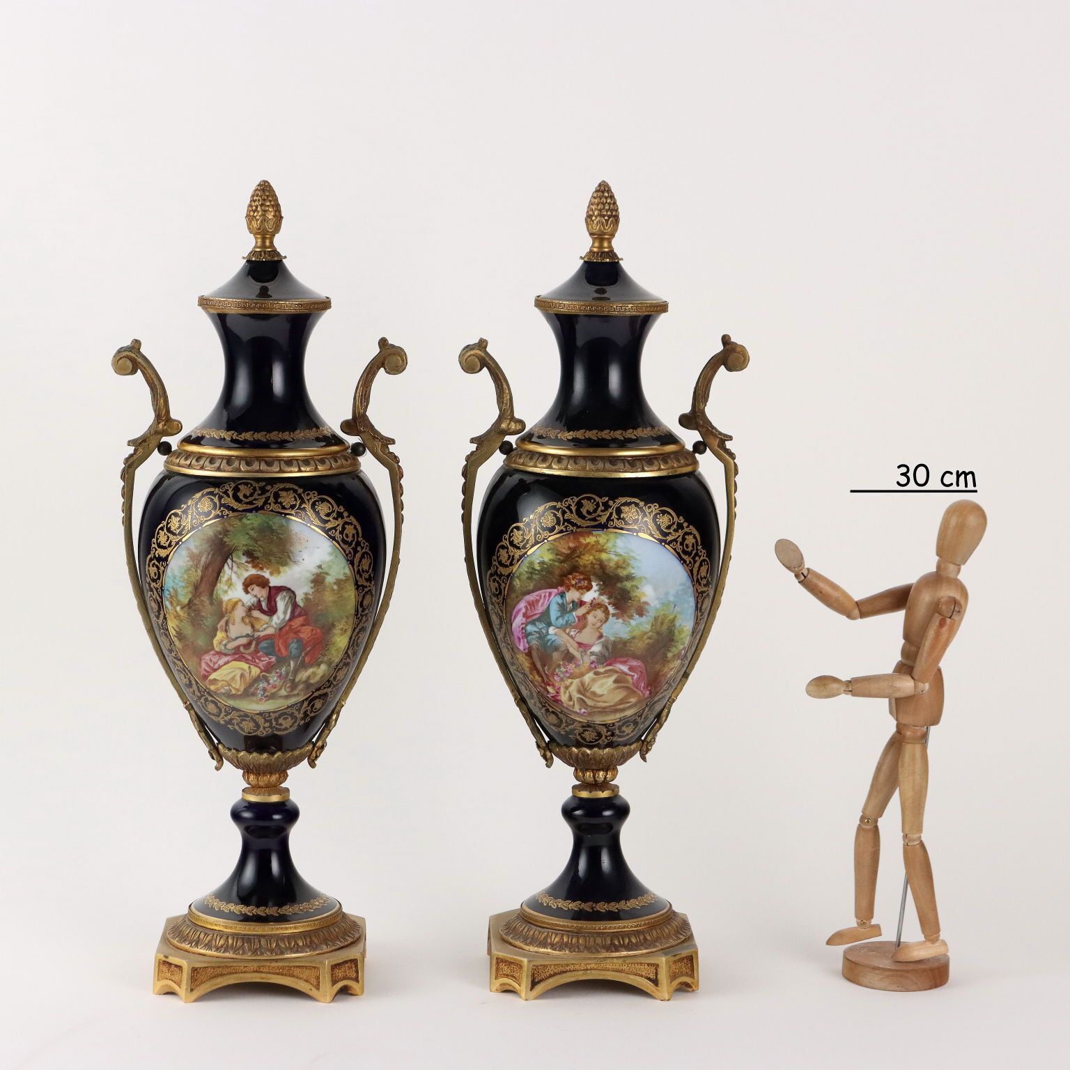 Antique Vases Bronze Porcelain Handmade France XX Century photo furniture